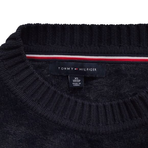 Tommy Hilfiger Fuzzy Sweater Striped Red & White Blue Women's Pullover - Picture 5 of 7